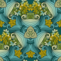 Vector Seamless Colored Ornate Pattern