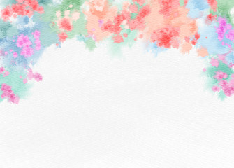 Watercolor flowers on paper texture background. Abstract colorfu