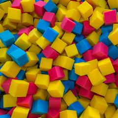 Fototapeta na wymiar Colored foam rubber cubes background