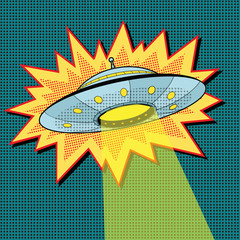 Pop art UFO with light beam © studiostoks