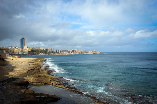 Mediterranean coast of Sliema, Malta