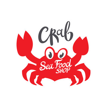 Crab silhouette. Seafood shop logo branding template for craft food packaging or restaurant design. Vector illustration