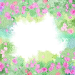 Abstract watercolor flowers frame. Abstract colorful digital art