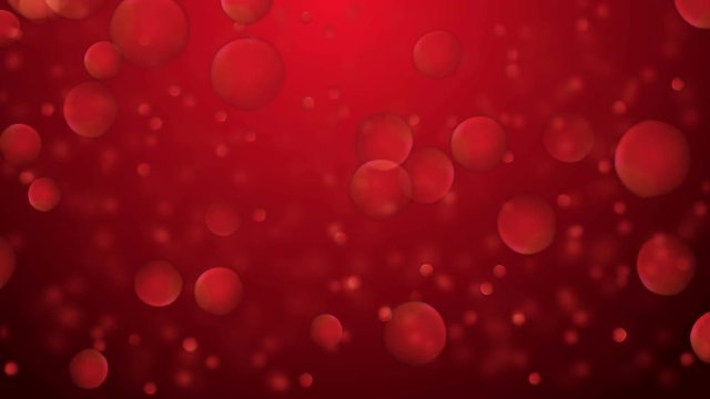 Red spheres bokeh lights and reflection 4K Video background loop. Motion background circles for events, clubs and invitation cards.