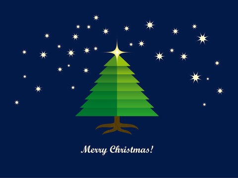 Christmas card vector. Vector illustration Christmas tree. Abstract green tree