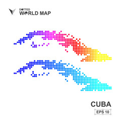 Fototapeta na wymiar Map Of Cuba Dotted Vector,Abstract computer graphic colorful