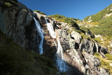 Waterfall in the Carpathian Mountains, Poland