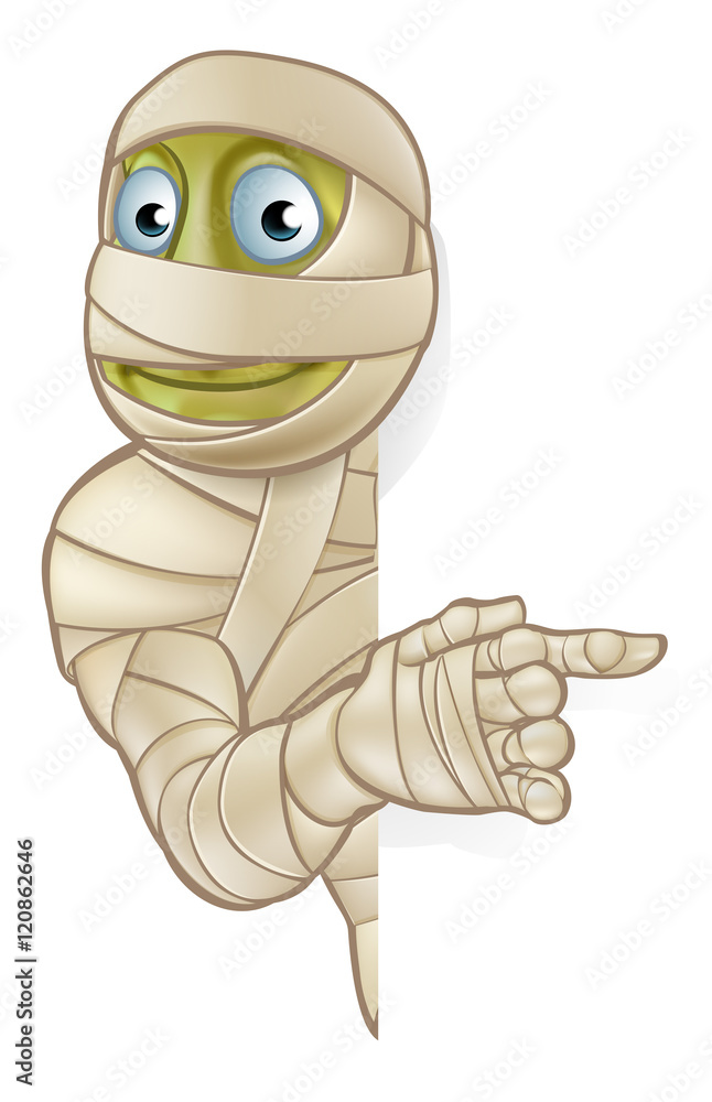 Poster cartoon halloween mummy