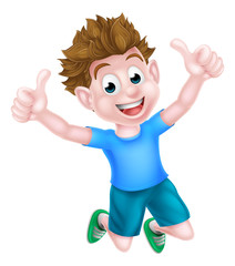 Happy Cartoon Boy Jumping