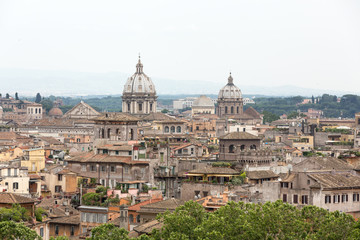 Fototapeta na wymiar The historic center of Rome seen from Castel Sant'Angelo. Roma, Italy