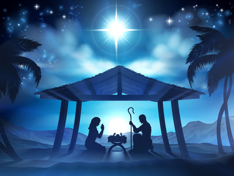 Manger Christmas Nativity Scene