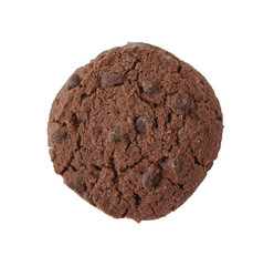 A large chocolate chip cookie isolated on a white background