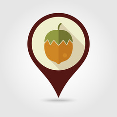 Nut flat pin map icon. Fruit