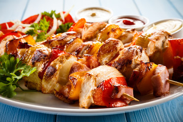 Kebab - grilled meat and vegetables 