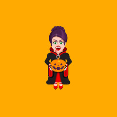 Vampire woman character for halloween in a flat style