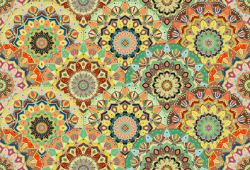Scales pattern from flower mandalas green