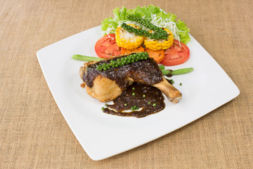 Grilled Chicken steak with black pepper sauce