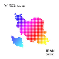 Fototapeta na wymiar Map Of Iran Dotted Vector,Abstract computer graphic colorful