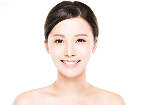 closeup   young  woman face with clean  skin