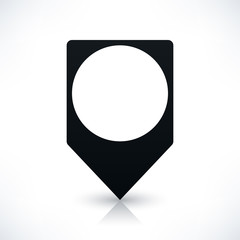 Black square map pins sign flat location icon