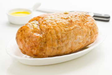 meatloaf stuffed chicken ready to roasted