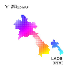 Obraz premium Map Of Laos Dotted Vector,Abstract computer graphic colorful
