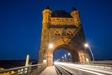 nibelungen tower and bridge worms germany in the evening