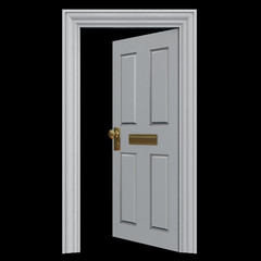 Door open isolated on black - 3D illustration
