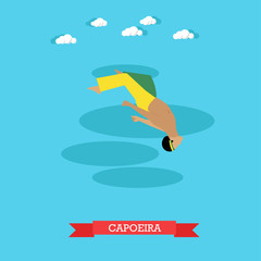 Obraz premium Capoeira fighter shows his skills, flat design