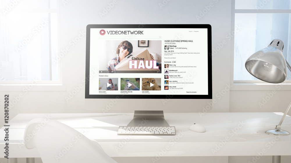Poster workspace background computer showing vlog