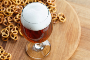 Beer glass with german pretzel