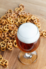 Beer glass with german pretzel