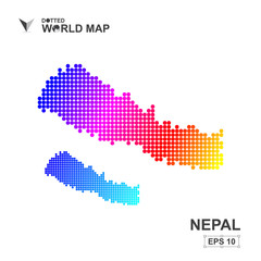 Map Of Nepal Dotted Vector,Abstract computer graphic colorful