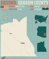 Large and detailed map and infographic of Graham County in Arizona.