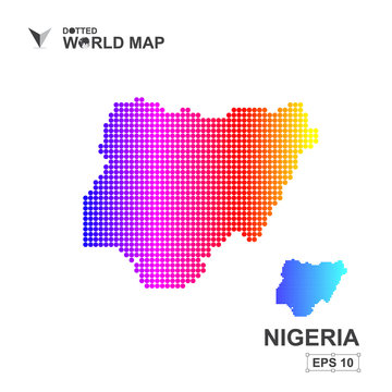 Map Of Nigeria Dotted Vector,Abstract computer graphic colorful