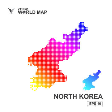 Map Of North Korea Dotted Vector,Abstract computer graphic colorful