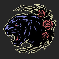 Black panther and roses.