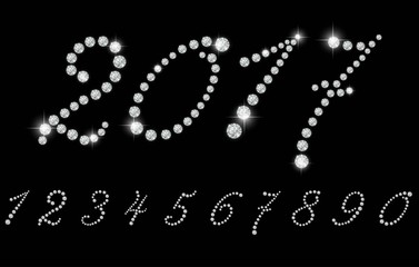 Number set with realistic diamond, vector illustration. - 120871668