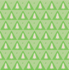 seamless vector pattern of christmas tree silhouette and triangle spiral.