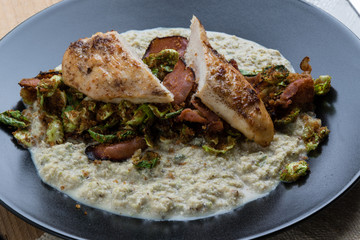 Spicy chicken breast and sprouts