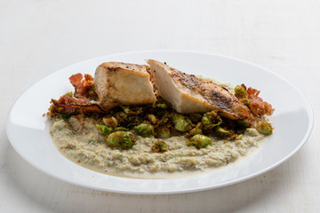 Spicy chicken breast and sprouts