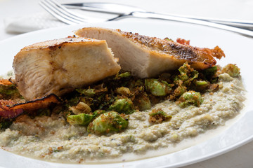 Spicy chicken breast and sprouts