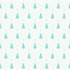 seamless simple geometric pattern of triangles and fir trees.