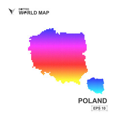 Fototapeta premium Map Of Poland Dotted Vector,Abstract computer graphic colorful