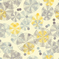 Seamless vector decorative background with rings and polka dots. Print. Cloth design, wallpaper.