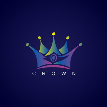Royal Crown Icon - Isolated On Blue Background. Vector Illustration, Graphic Design. For Web, Websites, Print Material