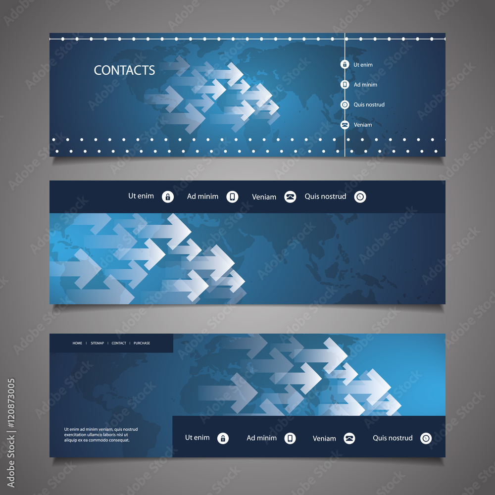 Poster Web Design Elements - Header Design with World Map