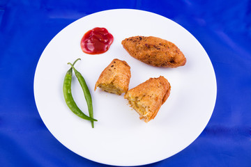 Indian food - vegetarian  bread roll with stuffed potatoes