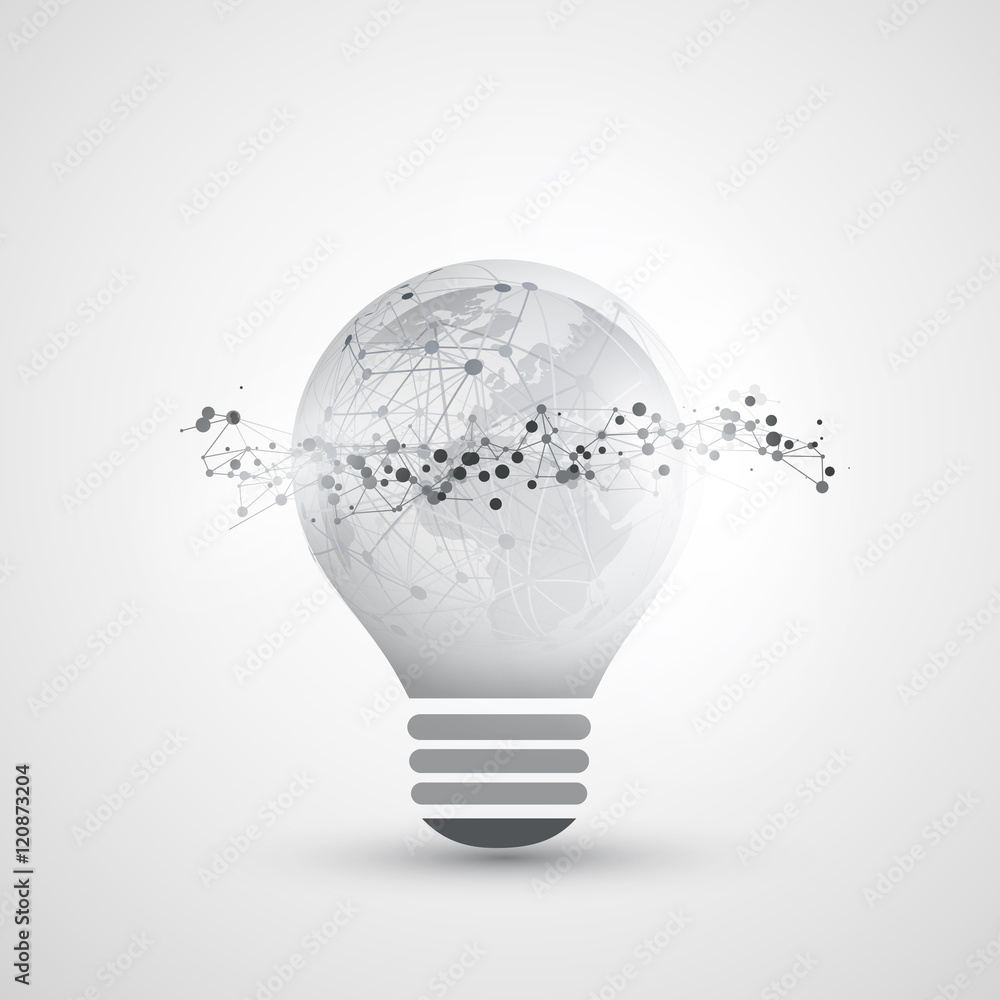 Poster abstract electricity, cloud computing and global network connections concept design with earth globe
