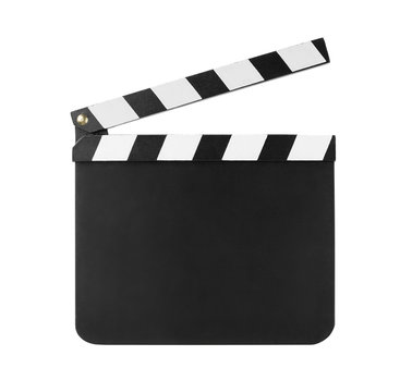 Blank clapboard isolated on white background with copy space